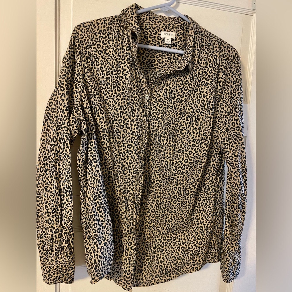 J. Crew Leopard Print Button Down